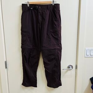 REI 32 x 28 Hemmed Burgundy Convertible Cargo Pants Shorts Hiking Good Condition